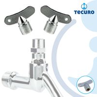 tecuro 2-er Set Steckschlüssel für Auslaufventile mit Steckschlüsseloberteil 6 x 6 mm, verchromt