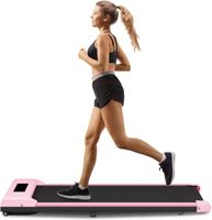 Bigzzia Laufband für Zuhause Joggen - Laufbänder Untertisch Laufgerät Elektrisch mit LCD-Display + Fernbedienung Tragbar Heim-Fitnessgerät -  Rosa
