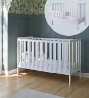 ZEEBRA - Babybett Kinderbett, 2w1 Bett Bambi, mit Geländer, 60x120x86cm, Weiß