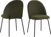 SIT Möbel Stuhl im 2er-Set | Bezug Bouclé Stoff grün | 4-Fuß-Gestell Metall schwarz | B 49 x T 47,5 x H 84 cm | 02412-32 | Serie SIT&CHAIRS