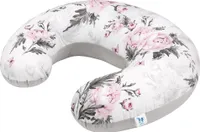 Pepi Stillkissen Stillhorn Stillhörnchen kleines Baby Still Kissen für Füttern von Babys Neugeborene Breastfeeding - Pink Flowers mit Grey Velvet