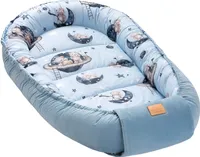 JUKKI® BabyNestchen XXL 120x65cm bis zu 18 Monaten 2seitig [Astro Bear & Denim Velvet] Nestchen Babybett Reisebett Kokon Babynest Kuschelnest