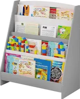 EUGAD Kinderregal mit 4 offenen Fächer, aus MDF, mit Kippsicherung, Weiß-Grau