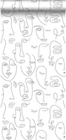 ESTAhome tapety line art faces black and white - 139145 - 0,53 x 10,05 m