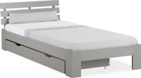 Homestyle4u 2293, Holzbett 90x200 mit Schubladen Grau Holzbett Lattenrost