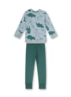 Sanetta Jungen Schlafanzug lang Bio Baumwolle Hellblau Petrol Dinosaurier