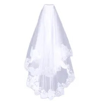 2 Schichten Vintage Lace Tüll Hochzeit Brautschleier Braut Haarschmuck Weiß