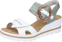 Rieker Damen Sandale Sandalette Schnalle Plateau Keilabsatz 67476, Größe:39 EU, Farbe:Weiß