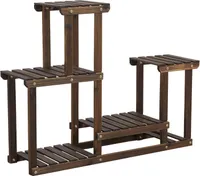 Pflanzenregal Holz, Blumenregal Mit 4 Ebenen, Blumenständer Garten, Pflanzentreppe Mehrstöckig, Für Indoor Balkon Wohzimmer Outdoor Dekor 95X25X73 Cm