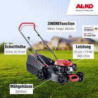 AL-KO Benzin-Rasenmäher Comfort 42.1 P-A, 42 cm Schnittbreite, 1.9 kW Motorleistung, robustes Stahlblechgehäuse, zentrale Schnitthöhenverstellung, für Rasenflächen bis 800 m²