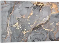DEQORI Küchenrückwand Glas 60x40 cm 'Elegantes Marmormuster' Spritzschutz Bad Rückwand