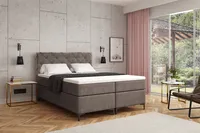 Boxspringbett mit bettkasten "SEVILLA PLUS", 160 cm, Braun, Topper 8 cm, Sieben-Zonen-Premium-Taschenmatratze mit Härtegrad H4 (Hart)