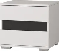 Nachtisch Nachttischschrank Nachtkommode Nachtkonsole 45 cm, Weiß/Schwarz  Semigloss mit zwei Schubladen Lucca