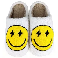 Damen Stoff Slipper Weich Hausschuhe Winter Schlappen Warme Pantoffeln Emoji Gr.41/42