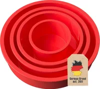 Intirilife 4-częściowy zestaw silikonowych form do pieczenia w kolorze czerwonym - 10 cm, 16,3 cm, 19,8 cm, 25 cm - Forma do pieczenia ciast warstwowych