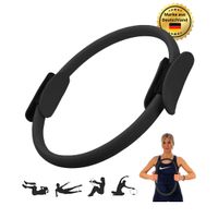 Winch Pilates Ring | Premium-Qualität mit Weicher-Polsterung | Widerstandsring für Ganzkörpertraining, Yoga und Physiotherapie | (Schwarz)