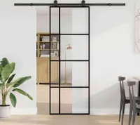 vidaXL Drzwi przesuwne z okuciem 76x205 cm ESG szkło i aluminium