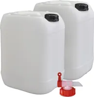 plasteo® 2 Stück 20 Liter Kanister Wasserkanister Campingkanister + 1 x Hahn Lebensmittelecht BPA frei Gastronomie Gewerbe Camping Wohnwagen