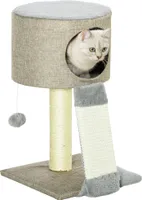 PawHut Kratzbaum Katzenkiste Katzenbaum mit Katzenball Kletterbaum für Katzen 30 x 30 x 50 cm Grau
