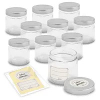 itenga Set 10 Marmeladengläser rund 212ml mit Sticker zum Beschriften Landhaus