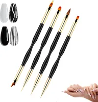 4 Stück nagelpinsel set, gelpinsel nagelmodelage, gel pinsel, Professionelle Nagel Pinsel, Flachpinsel Nailart Gelpinsel Maniküre Pinsel Set