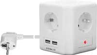 Steckdosenwürfel 4-fach mit Schalter und USB