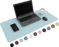WURK [80 cm x 40 cm]  Schreibtischunterlage Kunstleder Inklusive Kabelclip - Mauspad - Große Schreibunterlage - Mauspad XXL - Rutchfeste Unterlagenmatte - Desk Mat (Hellblau)