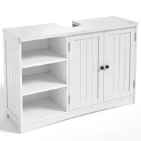 Bealife Waschtischunterschrank AP54 – 90 x 30 x 60 cm mit 2 Türen & 5 Fächern | Halboffenes Design in Weiß