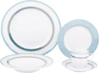 Kondela Zestaw porcelanowy do jadalni (20 szt.) Donatella Baby Blue - niebieski / biały / złoty