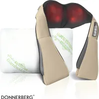 Donnerberg THE ORIGINAL Neck Massager SET Massager & Bamboo Pillow Masážní polštář na krk Shiatsu pro ramena a záda
