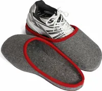 PANTOFFELMANN Überpantoffel für Straßenschuhe Filzsohle Museumspantoffel Filz Überschuhe Filzpantoffel Überzieher rot 50