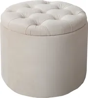 Hocker MODERN BAROCK 50cm champagner Samt Aufbewahrungkorb