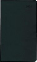 Taschenplaner schwarz 2024 - Bürokalender 9,5x16 cm - 32 Seiten - mit Registerschnitt - 1 Monat auf 2 Seiten - faltbar - Notizheft - 530-1020