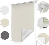 Thermo-Rollo Klemmfix ohne Bohren Verdunkelungsrollo mit Montageschiene Hitzeschutzrollo Sichtschutz Creme,45 cm x 150 cm (B x L)