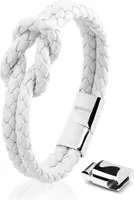 SERASAR | Dámský Prémiový Kožený Náramek [Knot] z Stainless Steel | Barva: Bílý | Délka: 20cm