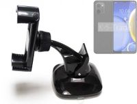 K-S-Trade kompakte Handy-Halterung Windschutzscheibe kompatibel mit HTC Wildfire E Plus Armaturenbrett schwarz Autohalterung KFZ Halter
