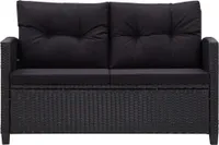 vidaXL 2-Sitzer-Gartensofa mit Kissen Schwarz 124 cm Poly Rattan