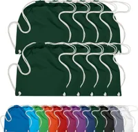 10er PACK Baumwoll Turnbeutel Sportbeutel Zuziehbeutel Sack Schuhbeutel Rucksack Gym Sack, in Farbe: Dunkelgrün