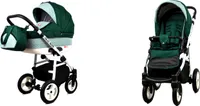 BabyLux® Alu Way | 2in1 Kinderwagen Bambimo | Bottle Green | Kombikinderwagen | Kinderwagenset | Bug