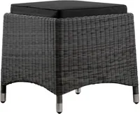 Fußhocker Polyrattan Geflechthocker, wetterfester Fußhocker Rattanoptik moderner Polyrattan Gartenhocker in Schwarz