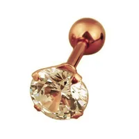 1 Stück Uni-Ohrstecker mit Zirkonia und eingelegtem Titanstahl-Knorpelschmuck-Roségold,3mm