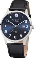 Regent F-1240 Herren-Armbanduhr mit Lederband Schwarz/Blau