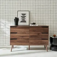 sweeek - Kommode mit Holzdekor, 6 Schubladen - Nussbaumfarben