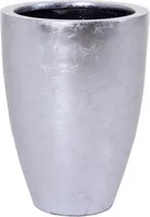 VIVANNO Blumentopf Fiberglas OPALA Rund, Silber Blattoptik hochglanz - 52x52x72 cm