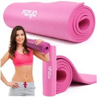 Podložka na cvičení jógy, pilatesu Fizyo – Protiskluzová gymnastická podložka NBR fitness 183x61x1 cm – Tlustá 10 mm – Růžová