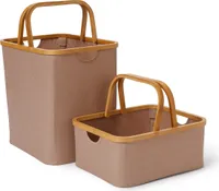 Lumaland Bambus-Rahmen-Aufbewahrungskorb - 2er-Set - Taupe