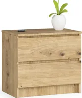 Nachttisch AKORD K60 in der Farbe Eiche Artisan mit 2 Schubladen B60 x H55 x T40 cm