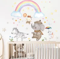 Wandtattoo Cartoon Tier Fantasie Regenbogen Wandaufkleber(Wolken,Herzen, Zebra, Elefant, Wandsticker, Wanddeko für Mädchenzimmer), kinderzimmer,