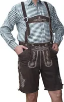 Kurze Trachten Lederhose Wildbock Ziegenleder mit Hosenträger Braun, Größe:58/3XL