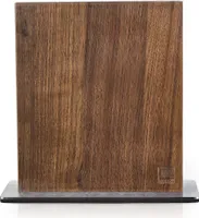 Zayiko magnetischer Messerblock aus edlem Nussbaumholz massiv mit Edelstahlsockel, ohne Messer, zweiseitig für bis zu 8 Messer